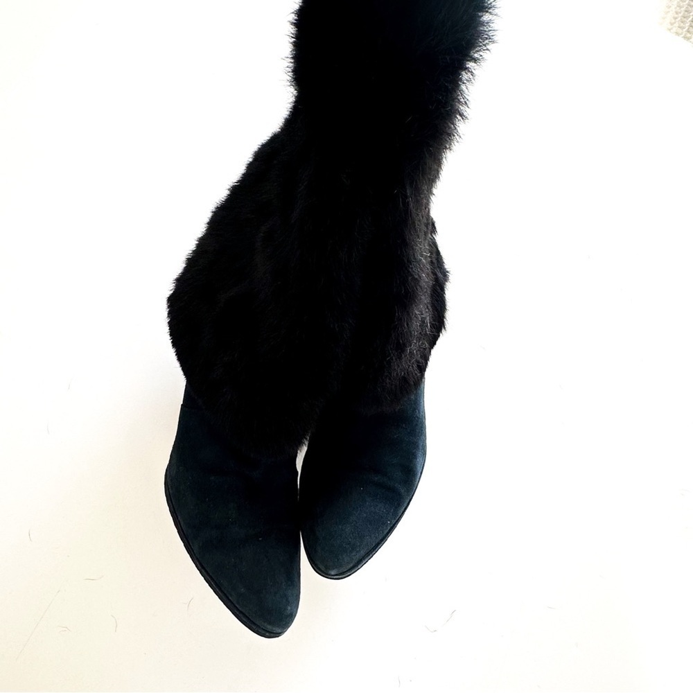John Richmond Blue Suede Fur Wedge Boots with RICH Embellishments 39 - Picture 11 of 12